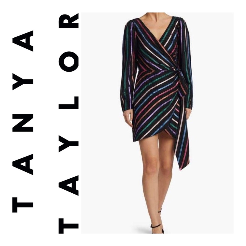 Tanya Taylor Multicolor Striped Wrap Dress